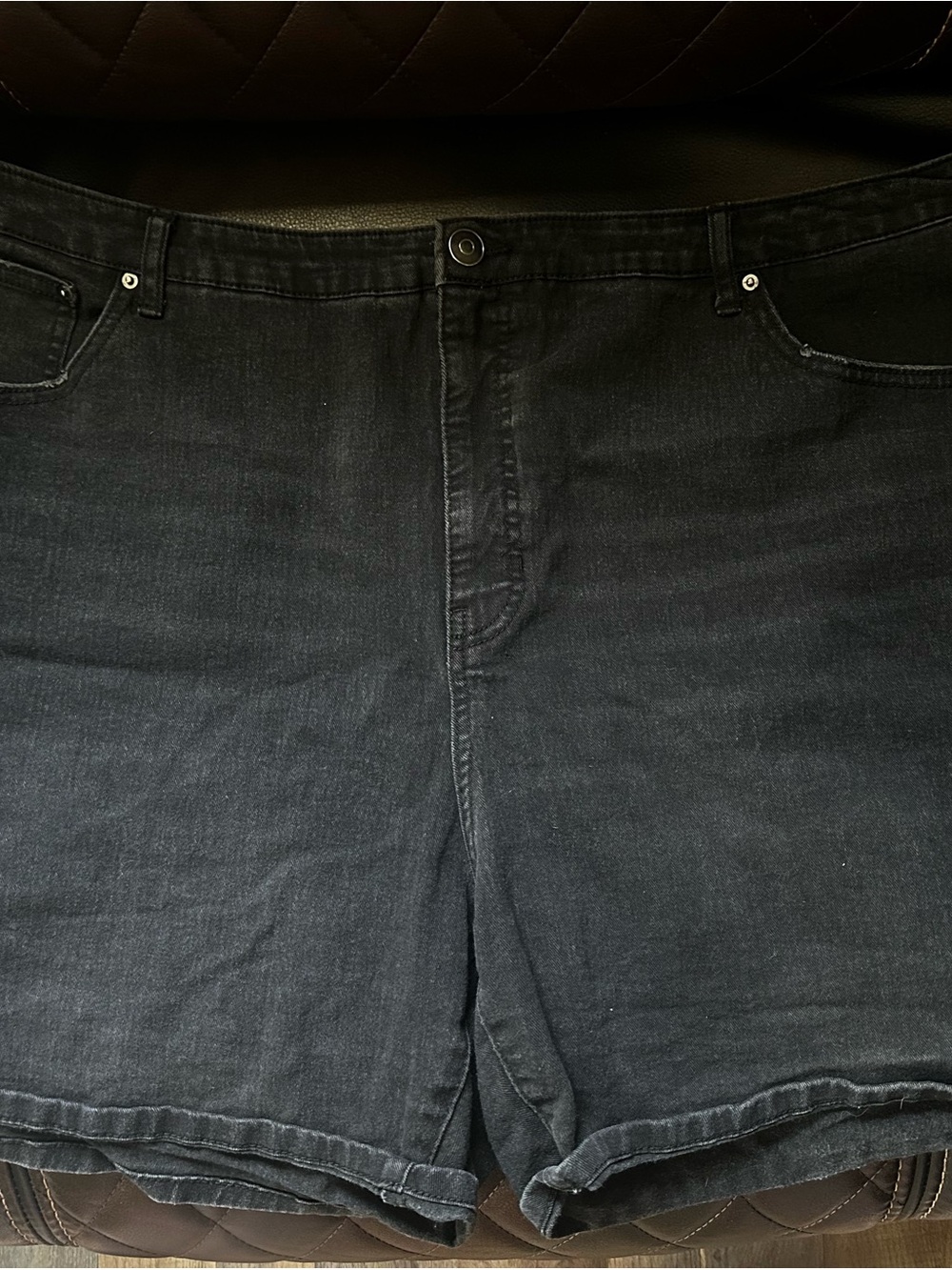 Terra & Sky Black Stretch Denim Shorts